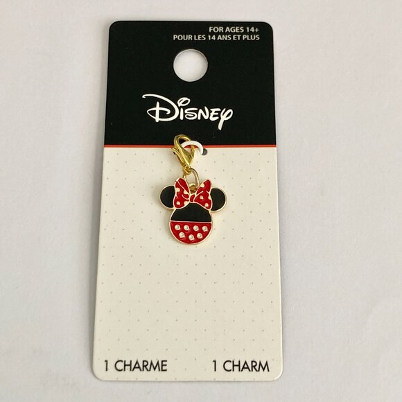 Disney Minnie Mouse Clip On Charm Red Bow Dots Enamel Zipper Pull Purse GoldTone - Picture 5 of 7